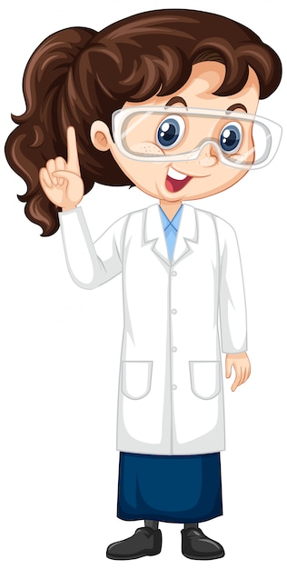 Free vector girl in science gown on isolated