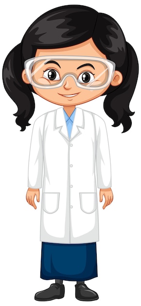 Free vector girl in science gown on white background