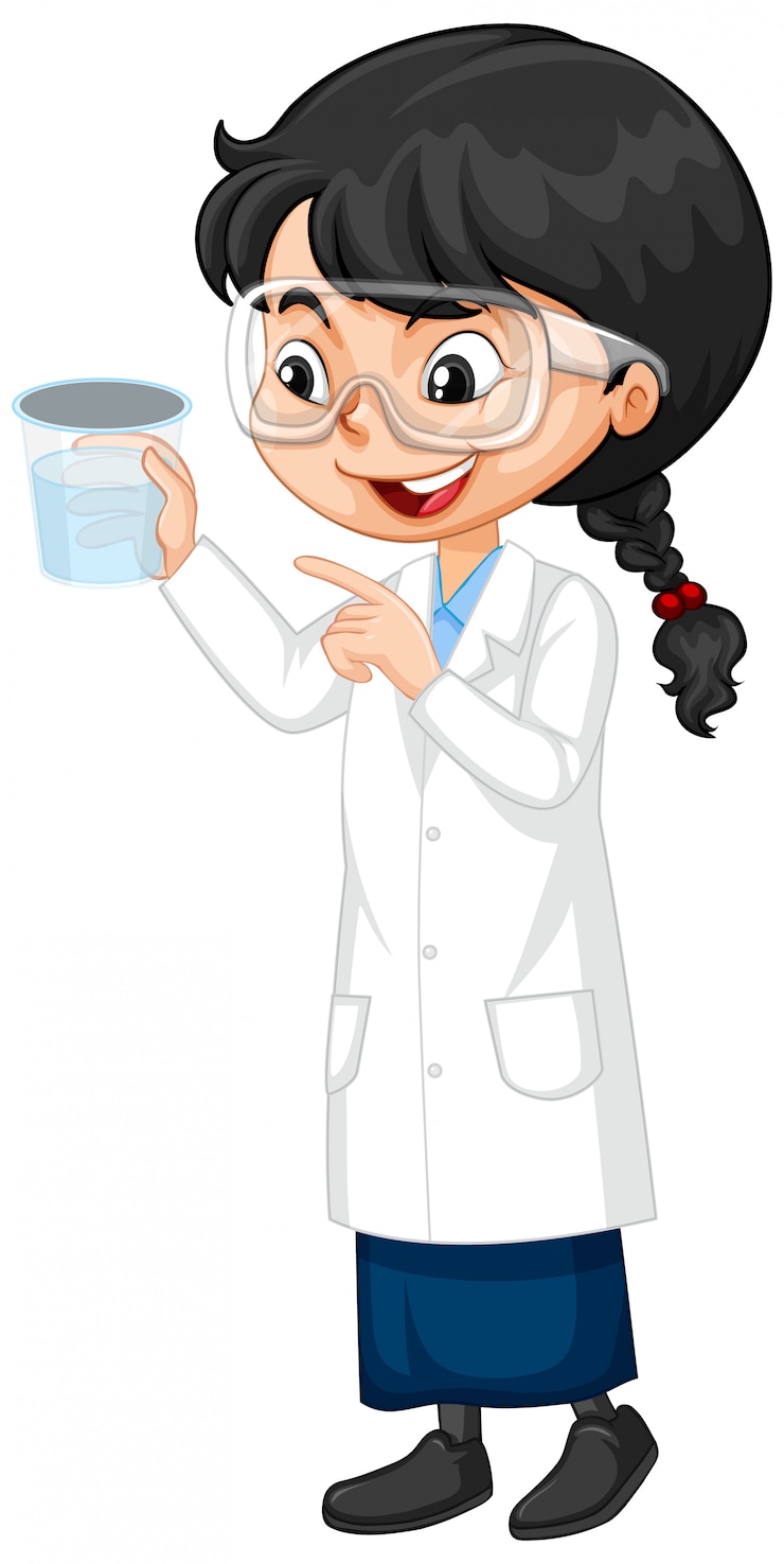 Free Vector girl in science gown on white
