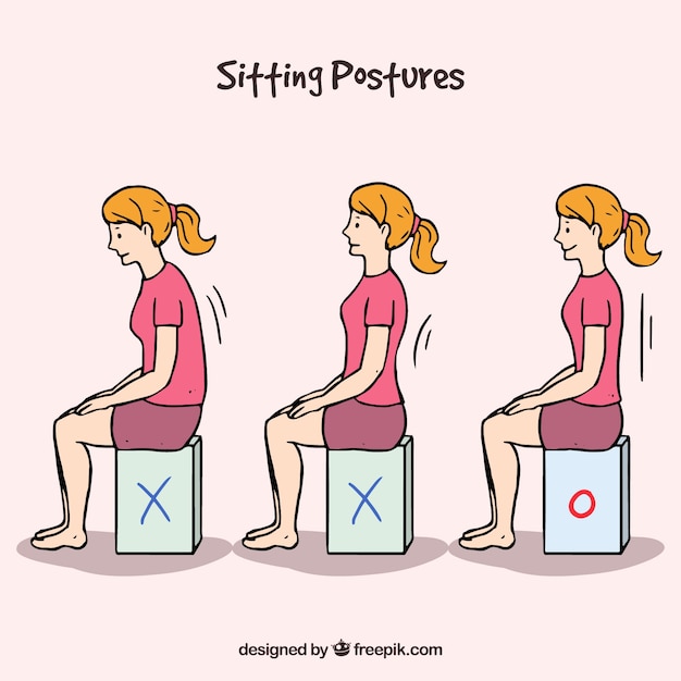 Free vector girl showing the correct posture to sit