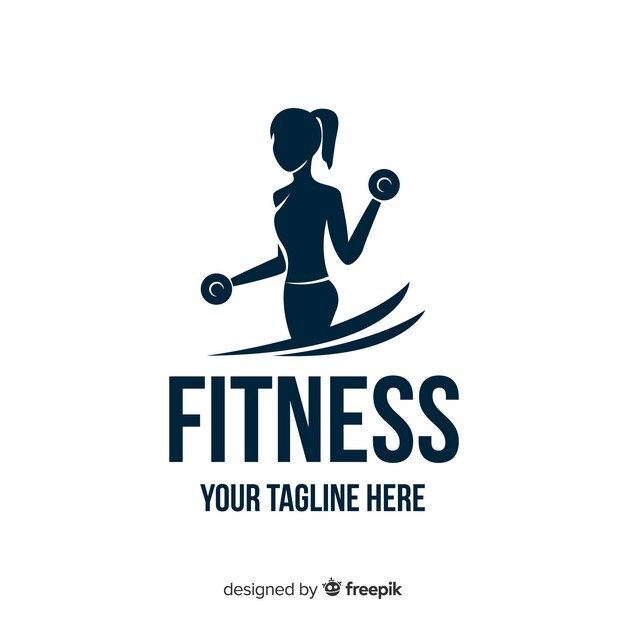 Girl silhouette fitness logo flat design