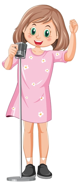 Girl singing with microphone vector