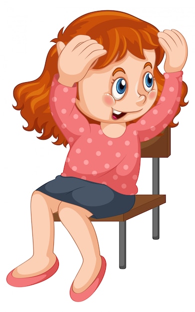 Free vector a girl sitting on a chair