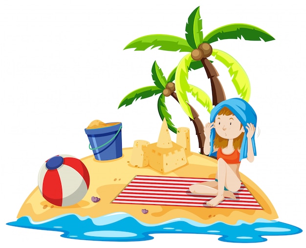 Free vector girl sitting on island