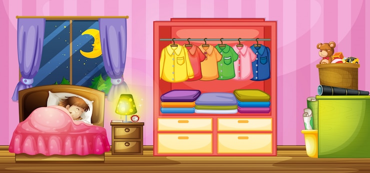 Free Vector girl sleeping in bedroom