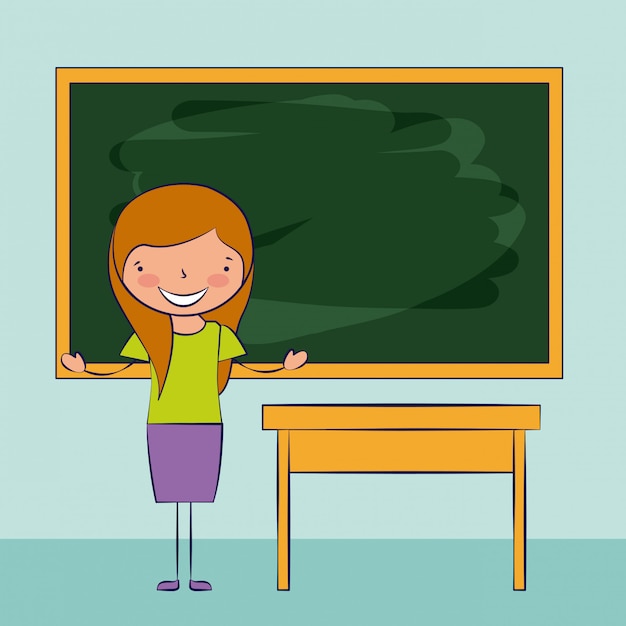 Free vector girl smiling on classroom, back to school