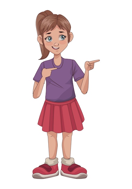 girl speaking and pointing icon isolated