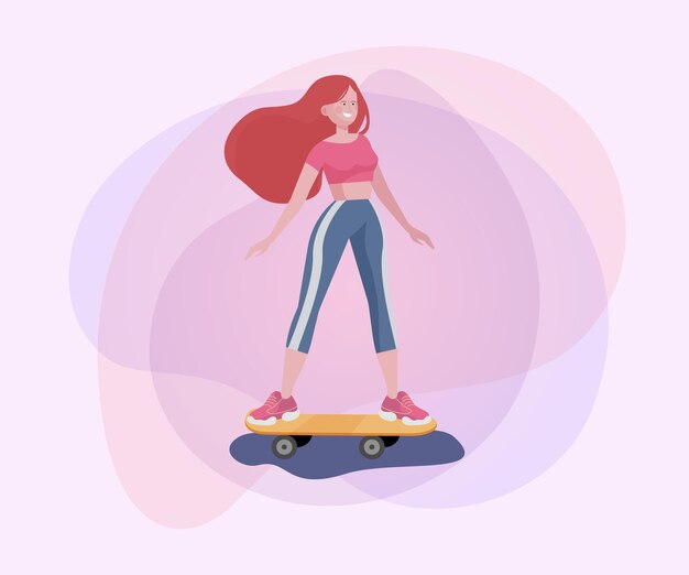 스포츠 의류를 입은 여자 스케이트보딩
