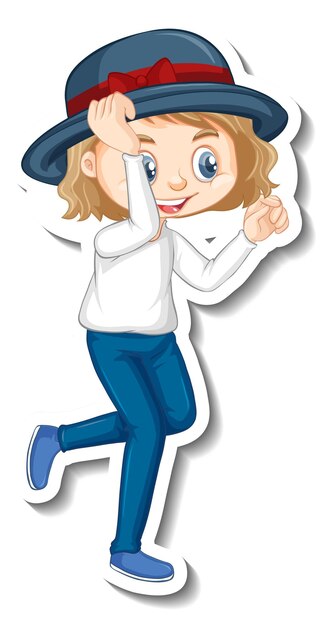 A girl standing pose cartoon character sticker