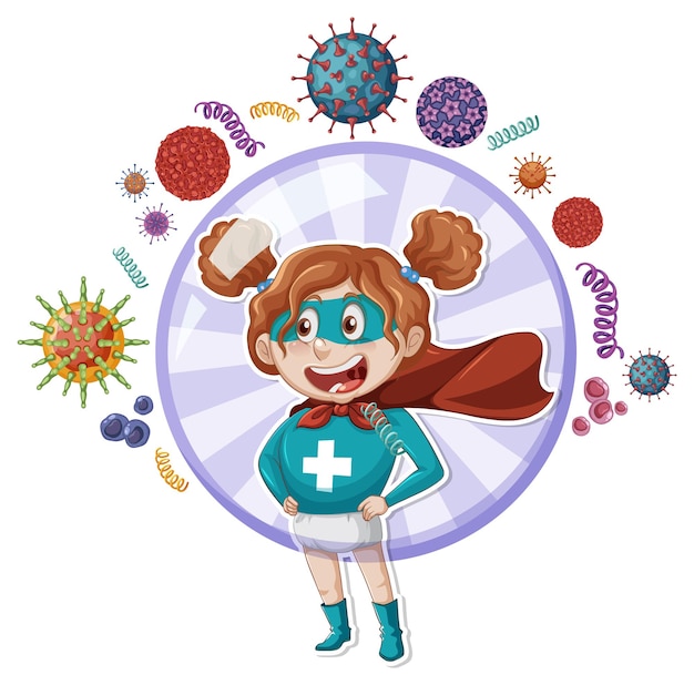 A girl surrounded by germs