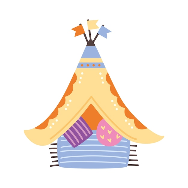 Бесплатное векторное изображение Цветной дизайн палатки для девочек