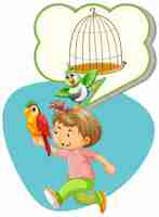 Free vector girl thinking of birds and birdcage