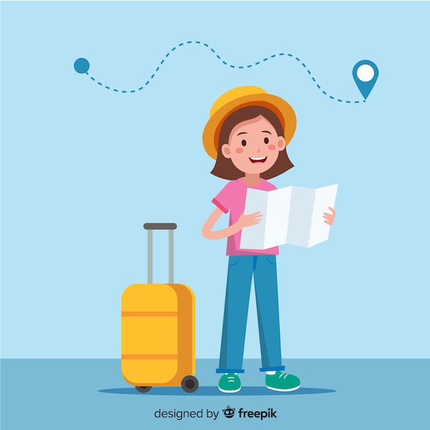 Free vector girl traveler