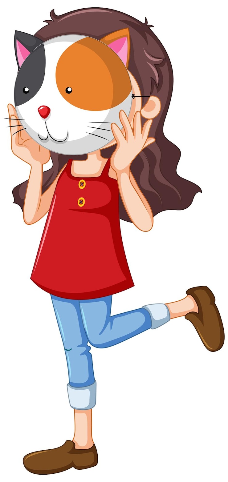मुफ़्त वेक्टर a girl wearing animal mask