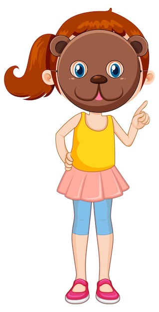 Free vector a girl wearing animal mask