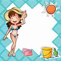 Free vector a girl wearing a bikini with a hat