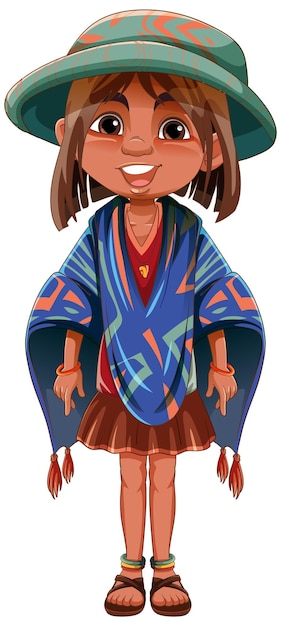 Free vector girl wearing native american outfit