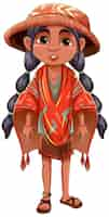 Free vector girl wearing native american outfit