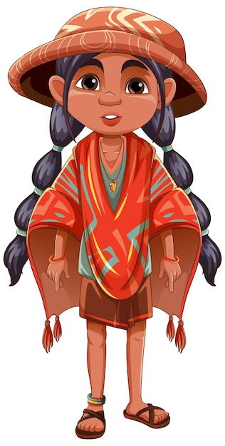Free Vector girl wearing native american outfit