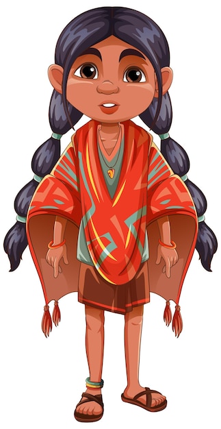 Free Vector girl wearing native american outfit