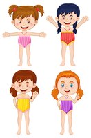 Girl wearing swimming suit cartoon character