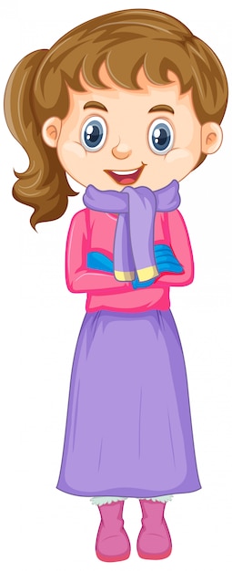 Free vector girl in winter clothes on white