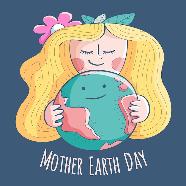 Girl with blonde hair mother earth day