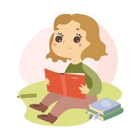 Free vector girl with books