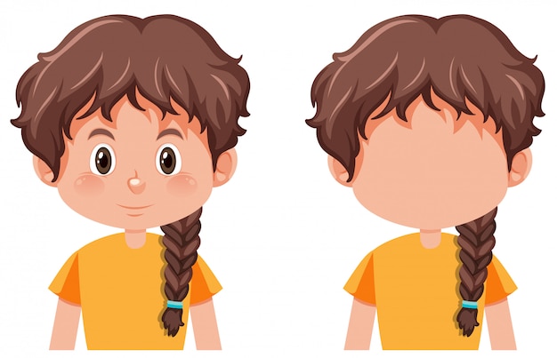 Girl cartoon character with braided hair Vector | Free Download