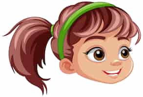 Free vector girl with brown hair cartoon face