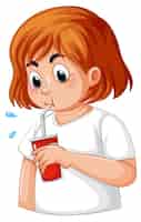 Бесплатное векторное изображение Девушка с диабетом жаждет