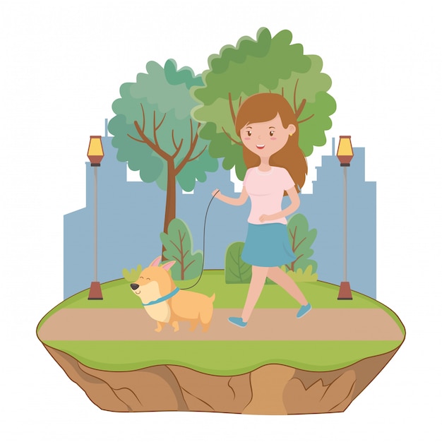 Girl with dog cartoon