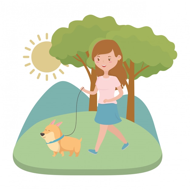 Girl with dog cartoon 