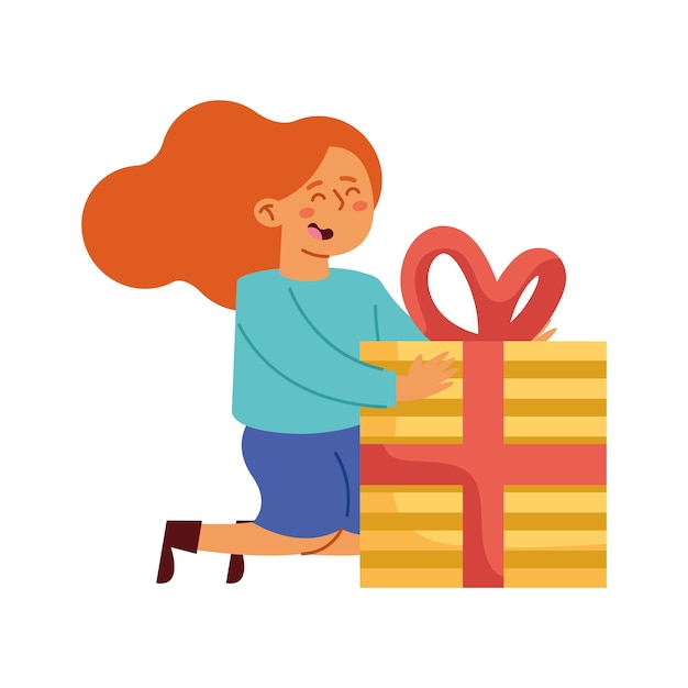 Free vector girl with gift box