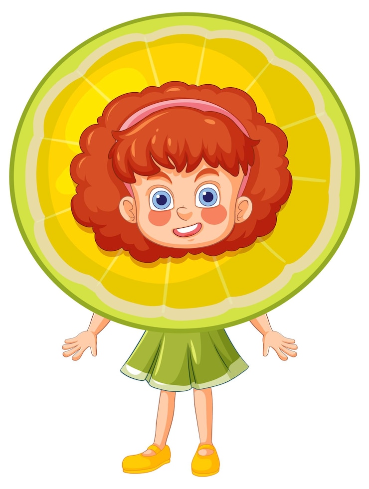 Free Vector girl with lemon slice head