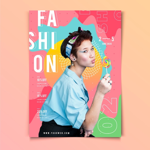 Free vector girl with a lollipop fashion poster