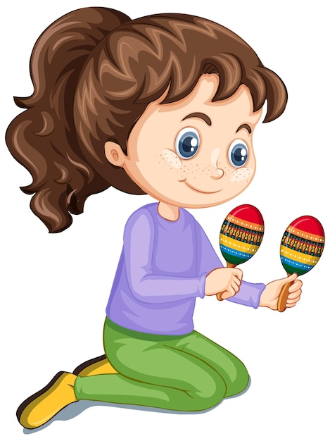 Free vector girl with maracas on isolated background