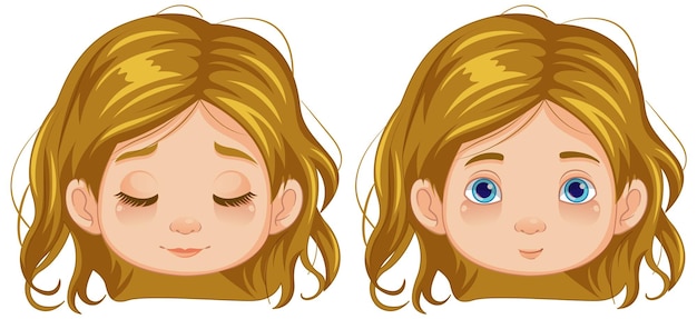 Free vector girl with open and closed eyes