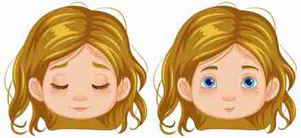 Free vector girl with open and closed eyes