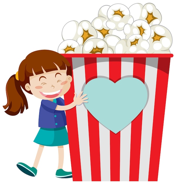 Free vector a girl with popcorn bucket