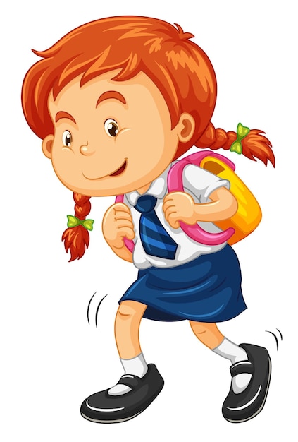 Girl with schoolbag walking