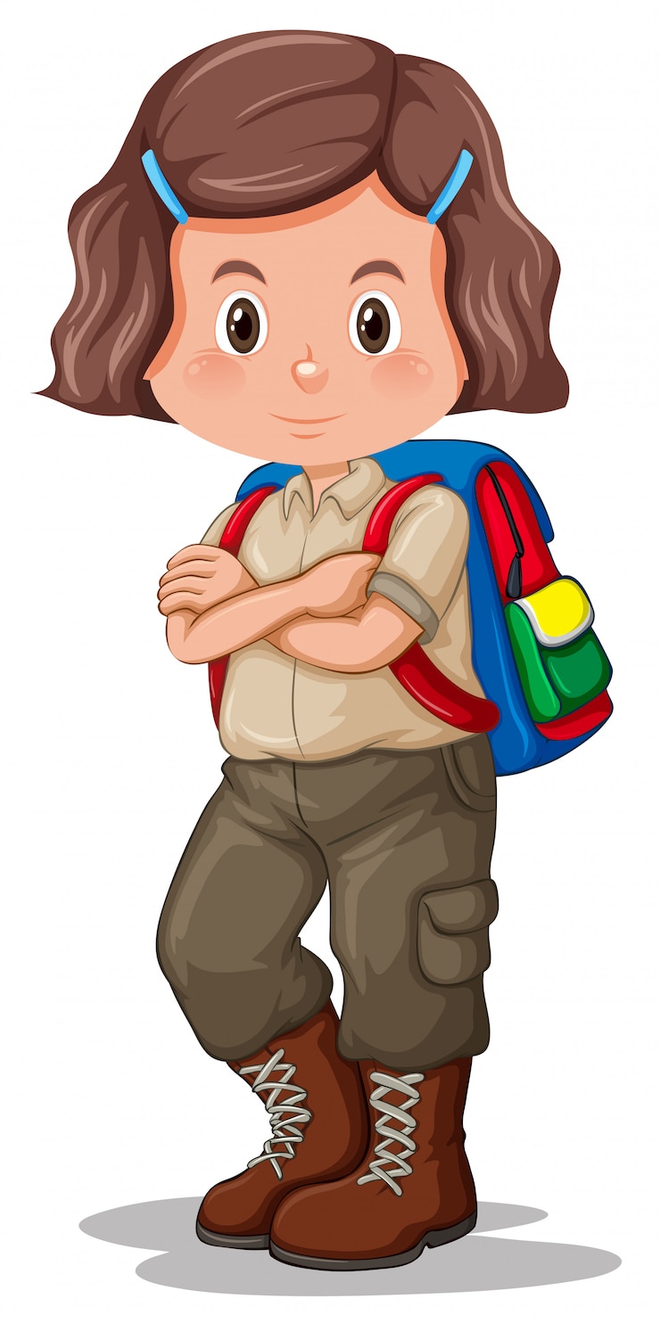 Free Vector a girl with scout uniform