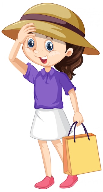 Free vector girl with shopping bag