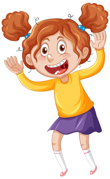 Free vector girl with teeth braces cartoon character on white background