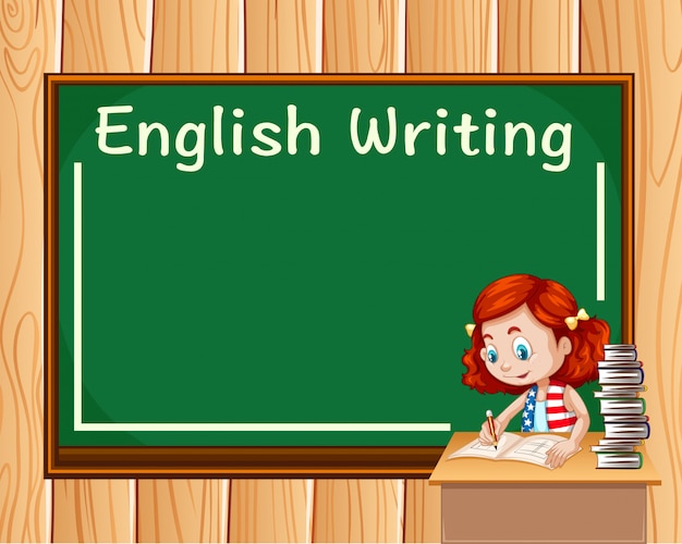 Girl writing in english class