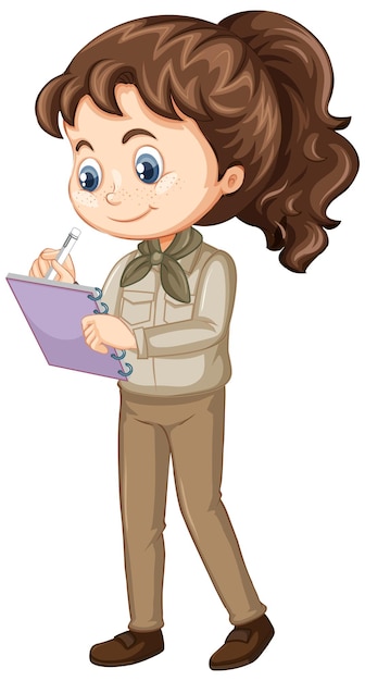 Free vector girl writing notes on isolated background