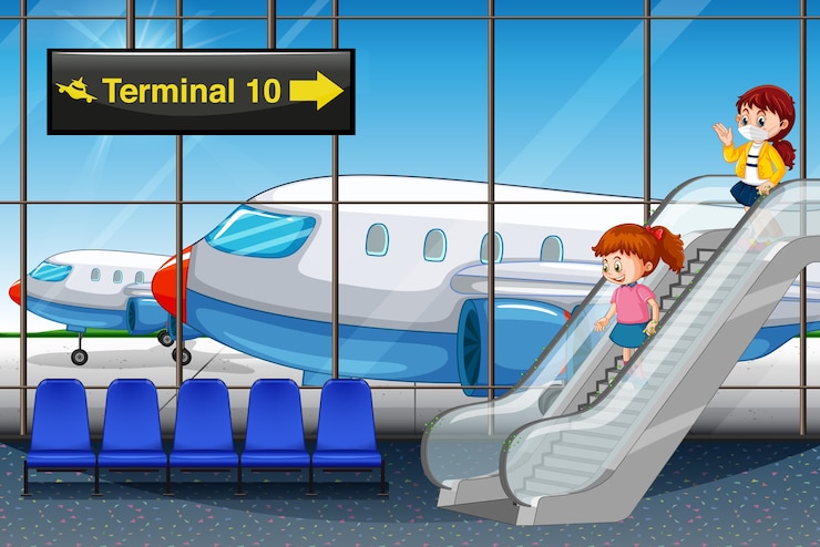 मुफ़्त वेक्टर girls arriving at the airport