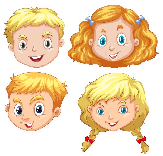 Girls and boys with blond hair illustration