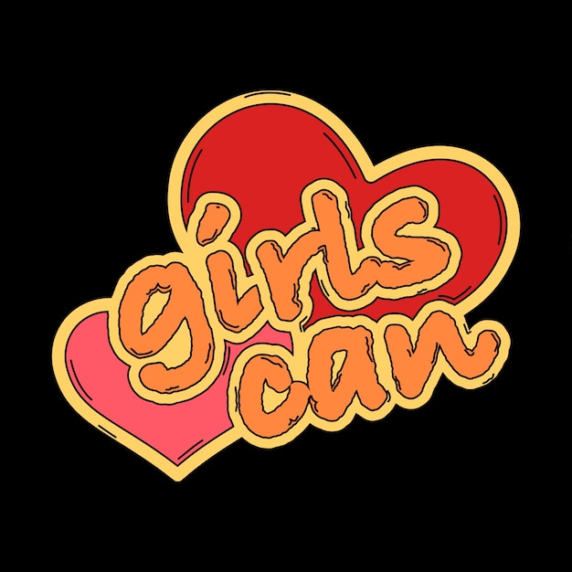 Girls can heart sticker vector