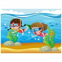 Free vector girls diving background